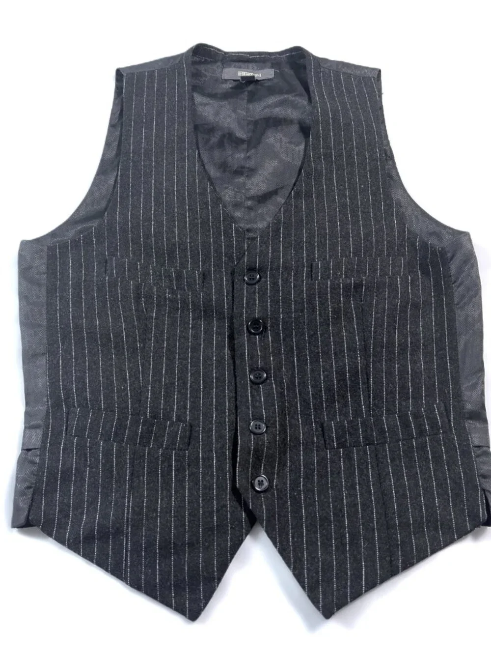 Heritage 1981 Wool Blend Pinstripe Suit Vest Adjustable Back Cinch Mens Size S